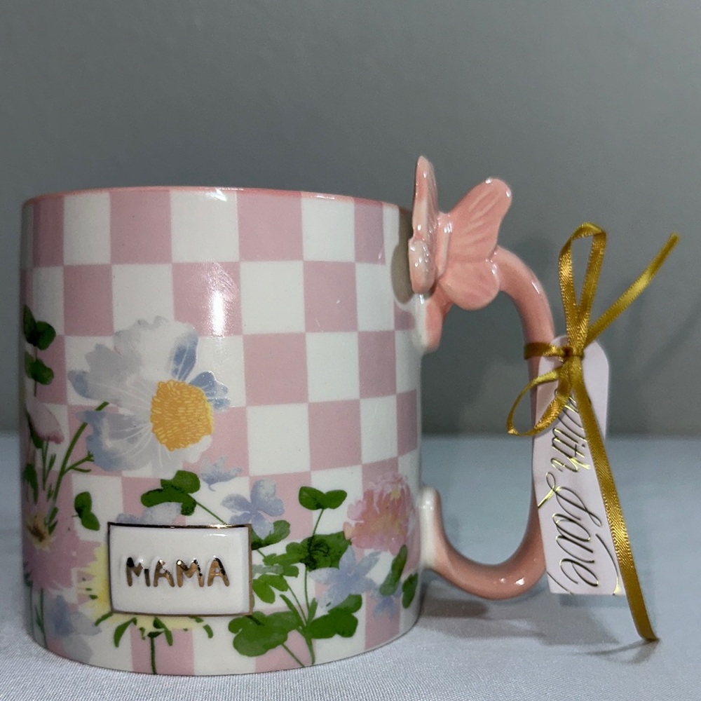 Best Friends Collection Ceramic Mug - Pink Floral with Butterfly Accent